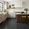 Black Basalt Tile 12x24 Flamed — Kitchen floor