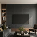 Black Basalt Tile 12x24 Flamed — Living Room feature wall