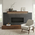 Black Basalt Tile 12x24 Flamed — Living Room fireplace surround
