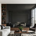 Black Basalt Tile 12x24 Polished — Living Room feature wall