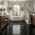 Black Basalt Tile 12x24 Polished — Primary Bath floor