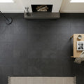 Black Basalt Tile 16x24 Flamed — Living Room floor