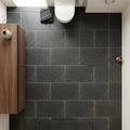 Black Basalt Tile 16x24 Tumbled — Bathroom floor