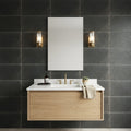 Black Basalt Tile 16x24 Tumbled — Bathroom vanity wall