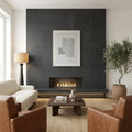 Black Basalt Tile 24x24 Flamed — Living Room feature wall