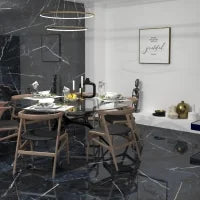 Black Calacatta 23.6x47.2 Polished Porcelain Tile