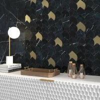 Black & Light Calacatta Mosaico Black 11.8x11.8 Polished Porcelain Mosaic