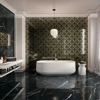 Black Calacatta 35.4x35.4 Polished Porcelain Tile