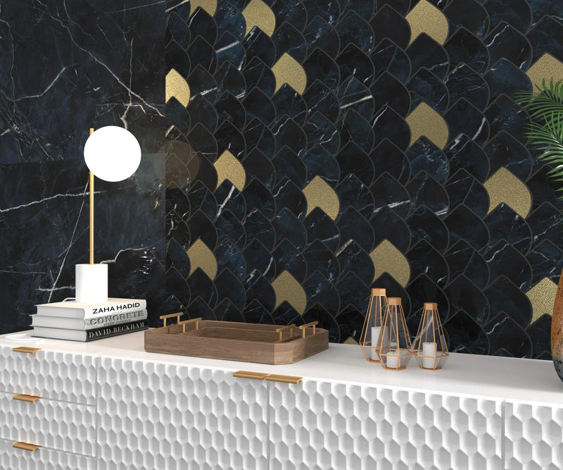Black & Light Calacatta Rodapie Black 3.7x23.6 Polished Porcelain Trim