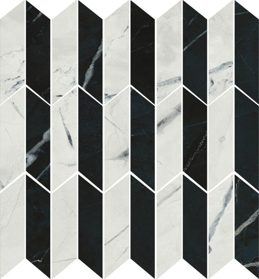Black & Light Calacatta Mosaico Black & Light 11.8x11.8 Polished Porcelain Mosaic