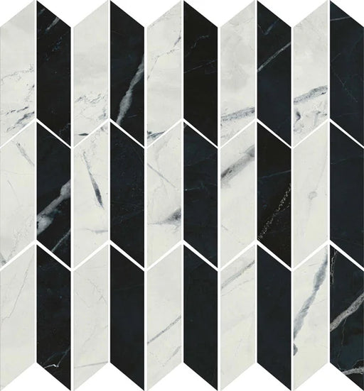 Black & Light Calacatta Mosaico Black & Light 11.8x11.8 Polished Porcelain Mosaic