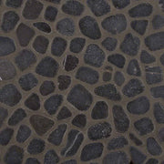 Black Pebbles Mesh Backed Tumbled Marble Mosaic Tile