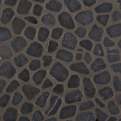 Black Pebbles Mesh Backed Tumbled Marble Mosaic Tile