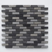 Black 5/8x2 Stacked Basalt Mosaic Tile