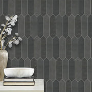 Black Picket Honed Basalt Mosaic Tile