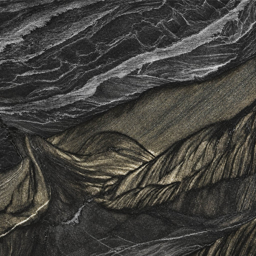 Black Tempest Crystal quartzite with flowing charcoal, silver and warm grey veining.