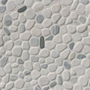 Black and White Pebbles Mesh Backed Tumbled Marble Mosaic Tile