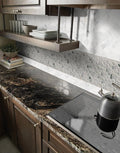 Black and White Pebbles Mesh Backed Tumbled Marble Mosaic Tile