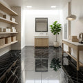 Black with Vein 12x12 Polished Marble Tile — Basement floor