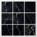 Black with Vein 12x12 Polished Marble Tile close-up