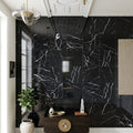 Black with Vein 12x12 Polished Marble Tile — Hallway floor