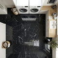 Black with Vein 12x12 Polished Marble Tile — Laundry Room floor