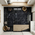 Black with Vein 12x12 Polished Marble Tile — Mudroom floor