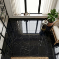 Black with Vein 12x12 Polished Marble Tile — Sunroom floor