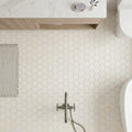 Blavet Mosaic Limestone Hexagon in Blanc - 2x2 Size — Bathroom floor