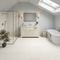 Blavet Blanc Limestone Tile 12x12 Honed 3/8 inch — Bathroom floor