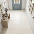 Blavet Blanc Limestone Tile 12x12 Honed 3/8 inch — Hallway floor