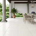 Blavet Blanc Limestone Tile 18x18 Honed 1/2 inch — Covered Patio floor