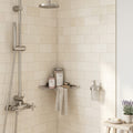 Blavet Blanc Limestone Tile 3x6 Honed 3/8 inch — Bathroom shower wall