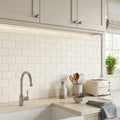Blavet Blanc Limestone Tile 3x6 Honed 3/8 inch — Kitchen backsplash