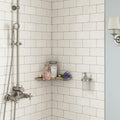 Blavet Blanc Limestone Tile 3x6 Tumbled 3/8 inch — Bathroom shower wall