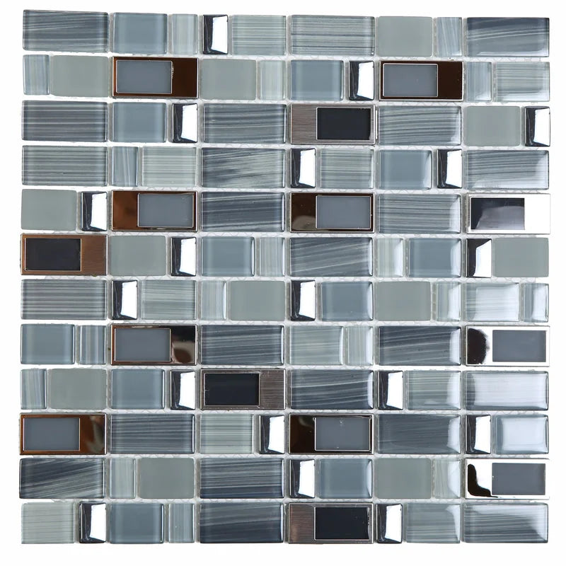 Blends Blue Blend with Stainless Steel Accent 12x12 Mosaic