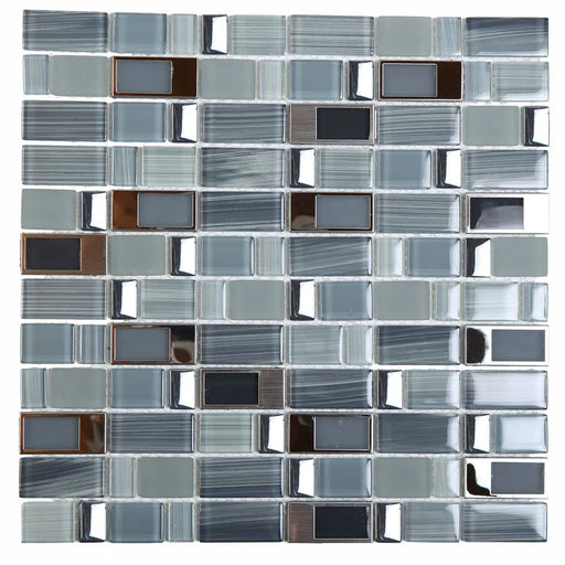 Blends Blue Blend with Stainless Steel Accent 12x12 Mosaic