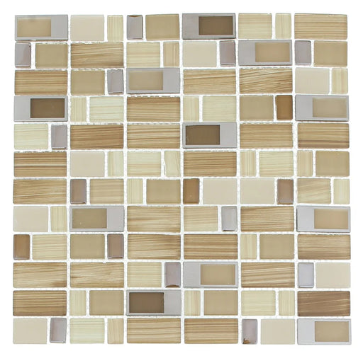 Blends Beige Blend with Stainless Steel Accent 12x12 Mosaic