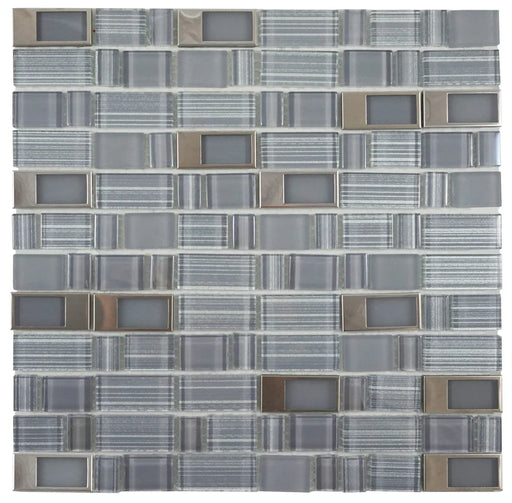 Blends Grey Mix Blend with Stainless Steel Accent 12x12 Mosaic