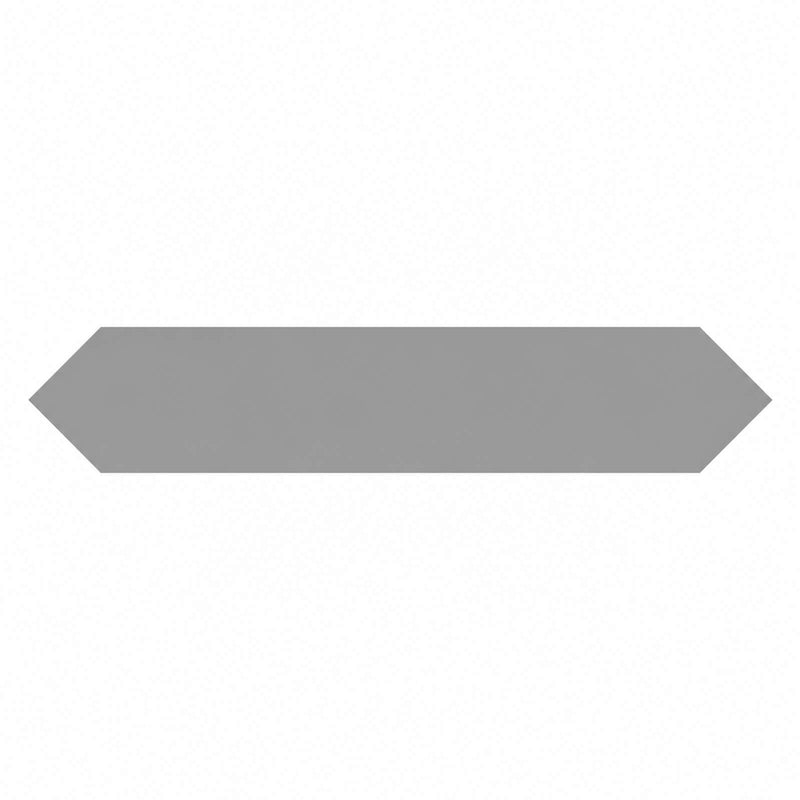 Block Arrow Acero 2x10 matte porcelain tile in gray with an elongated hexagonal shape.