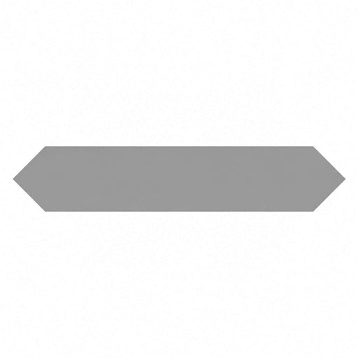Block Arrow Acero 2x10 matte porcelain tile in gray with an elongated hexagonal shape.