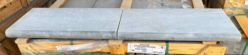 Blue Island Marble Leather (Sandblasted & Brushed) 12 x 24 x 2 Double Bullnose Coping