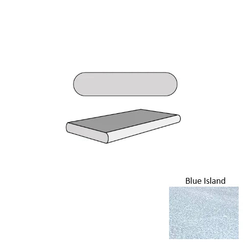 Blue Island Marble Leather (Sandblasted & Brushed) 16 x 24 x 2 Double Bullnose Coping