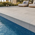 Blue Island Marble Leather (Sandblasted & Brushed) 12 x 24 x 2 Double Bullnose Coping 12x24 pool coping — Swimming Pool remodel pool edge