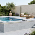 Blue Island Marble Leather (Sandblasted & Brushed) 12 x 24 x 2 Double Modern Coping 12x24 pool coping — Swimming Pool raised bond beam cap