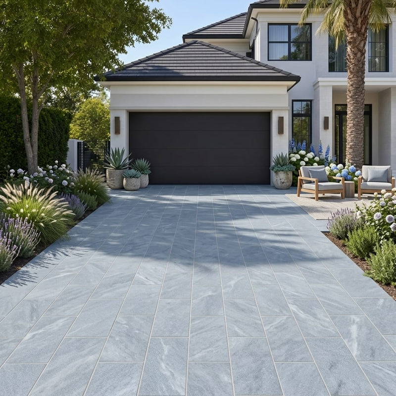 Blue Island Marble Leather (Sandblasted & Brushed) 16 x 24 x 1.25 Paver 16x24 — Front Yard driveway