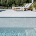 Blue Island Marble Leather (Sandblasted & Brushed) 16 x 24 x 2 Bullnose Coping 16x24 pool coping — Swimming Pool remodel pool edge