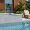 Blue Island Marble Leather (Sandblasted & Brushed) 16 x 24 x 2 Modern Coping 16x24 pool coping — Swimming Pool raised bond beam cap