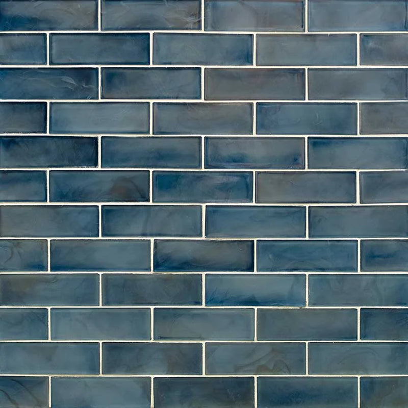 Blue Shimmer 2x6 Subway Glass Tile