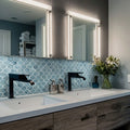 Blue Shimmer Arabesque Pattern Glossy 0.31 Inch Glass Mosaic Tile